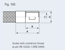 Socket with cylindrical thread  as per EN 10226-1 (DIN 2999)